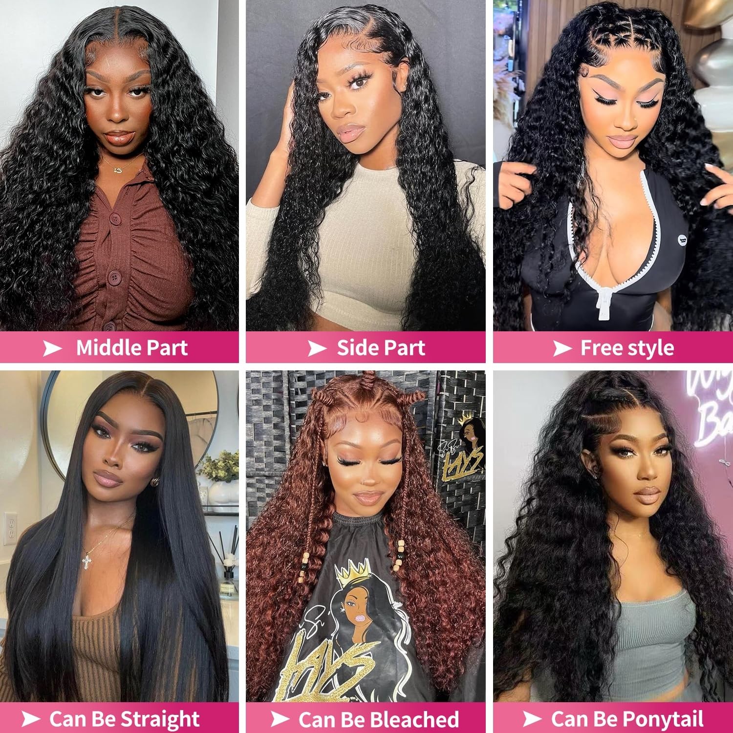 30″ 13×6 Lace Front Human Hair Wig – Water Wave, 200 Density, Pre-Plucked, Gluel
