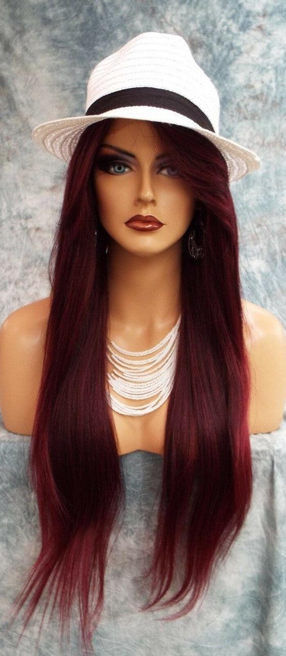 LACE FRONT C PART STRAIGHT WITH SIDE BANG WIG T1B.BURGANDY GORGEOUS SEXY 471