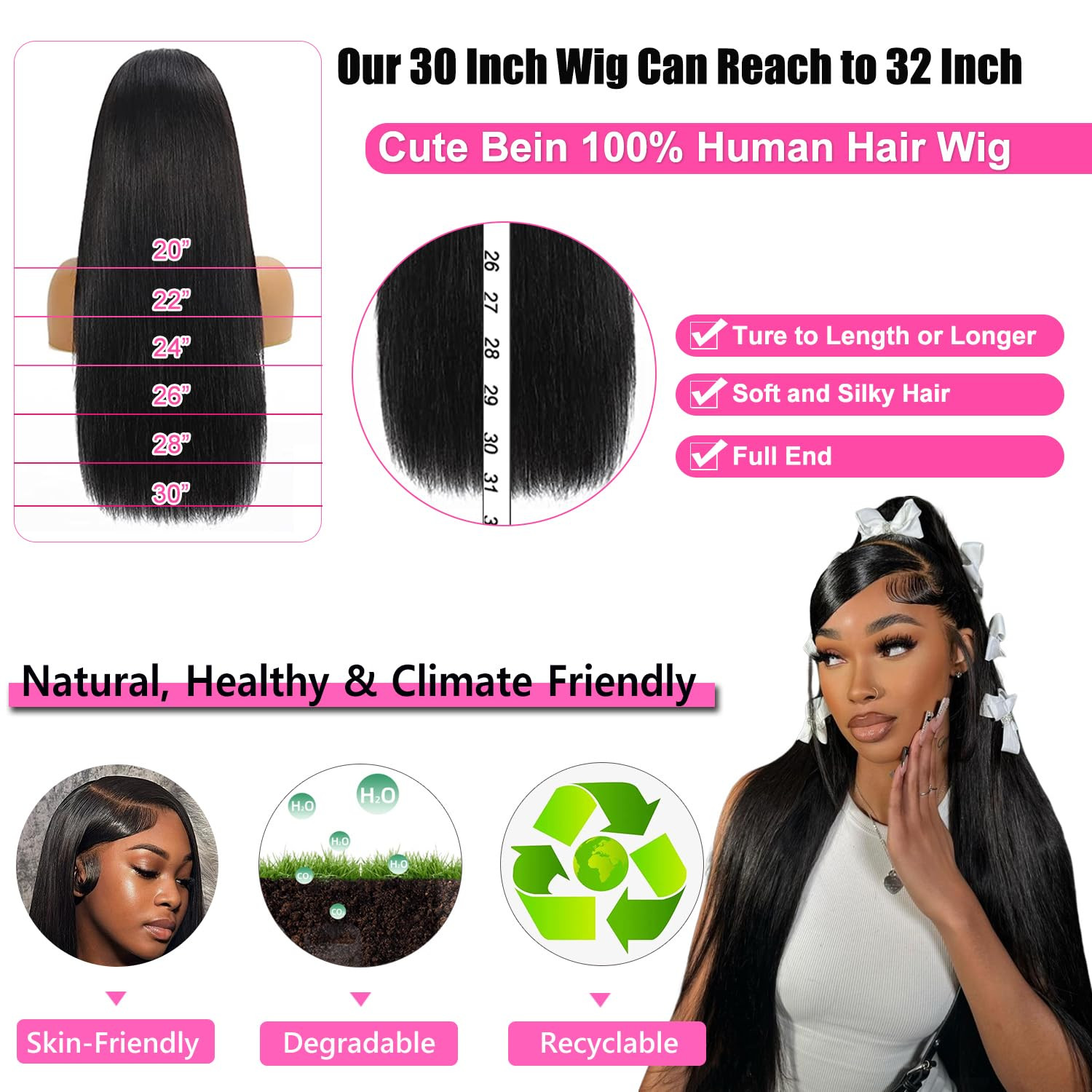 250 Density 30 Inch Lace Front Wigs, 100% Human Hair,[2-Year Life,260G], 13X6 St
