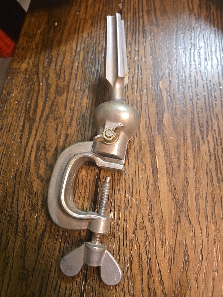 Vintage Wig Clamp Mannequin Head Holder Adjustable Metal Japan Cosmetology