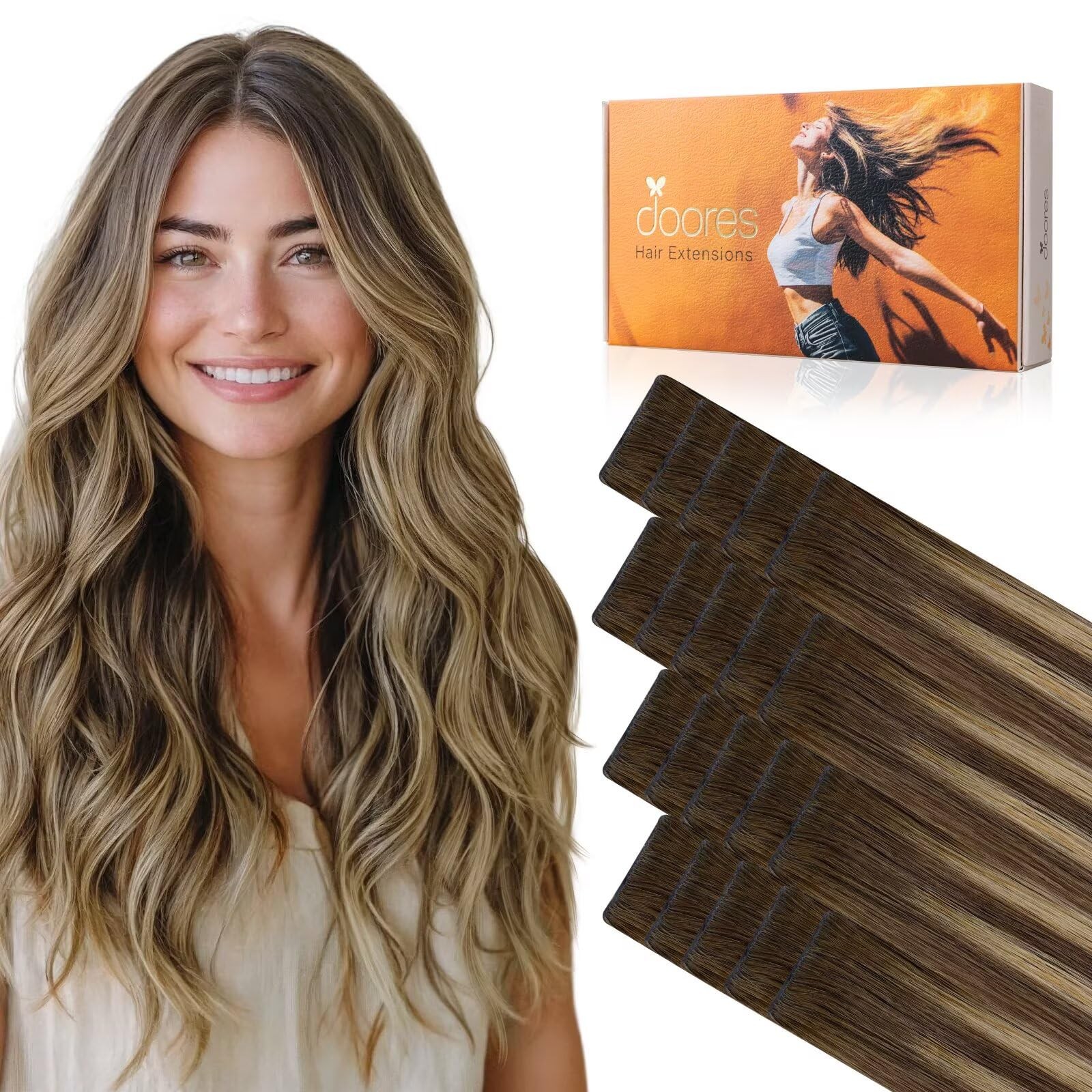 Doores Invisi Edge Tape In Hair Extensions Human Hair Chocolate Brown To