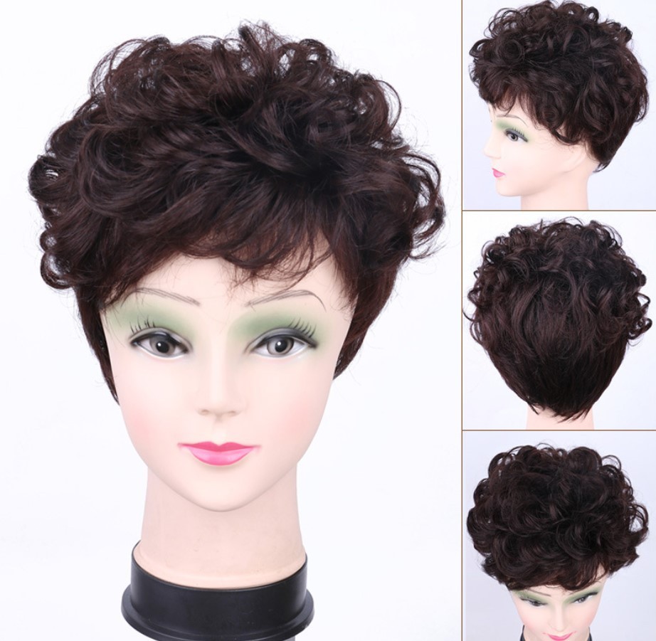 100% Human Hair Toupee Curly Topper Clip Bob Hairpiece Top Wigs for Men Women