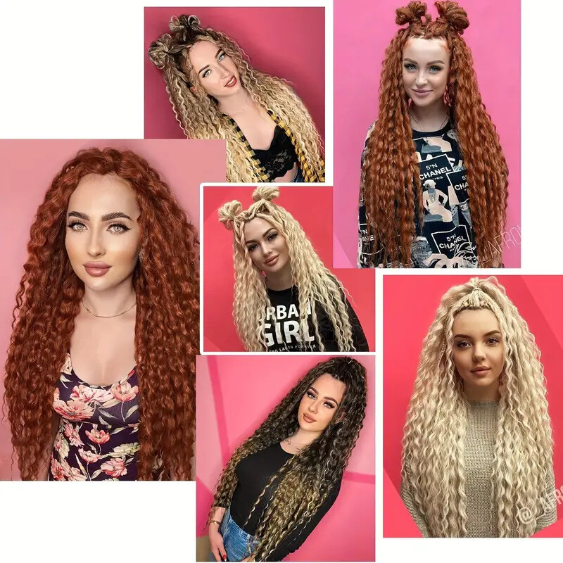 Auburn Double Curly Ended Dreadlocks Extensions 24inch Soft Boho Locs 10/20/30s