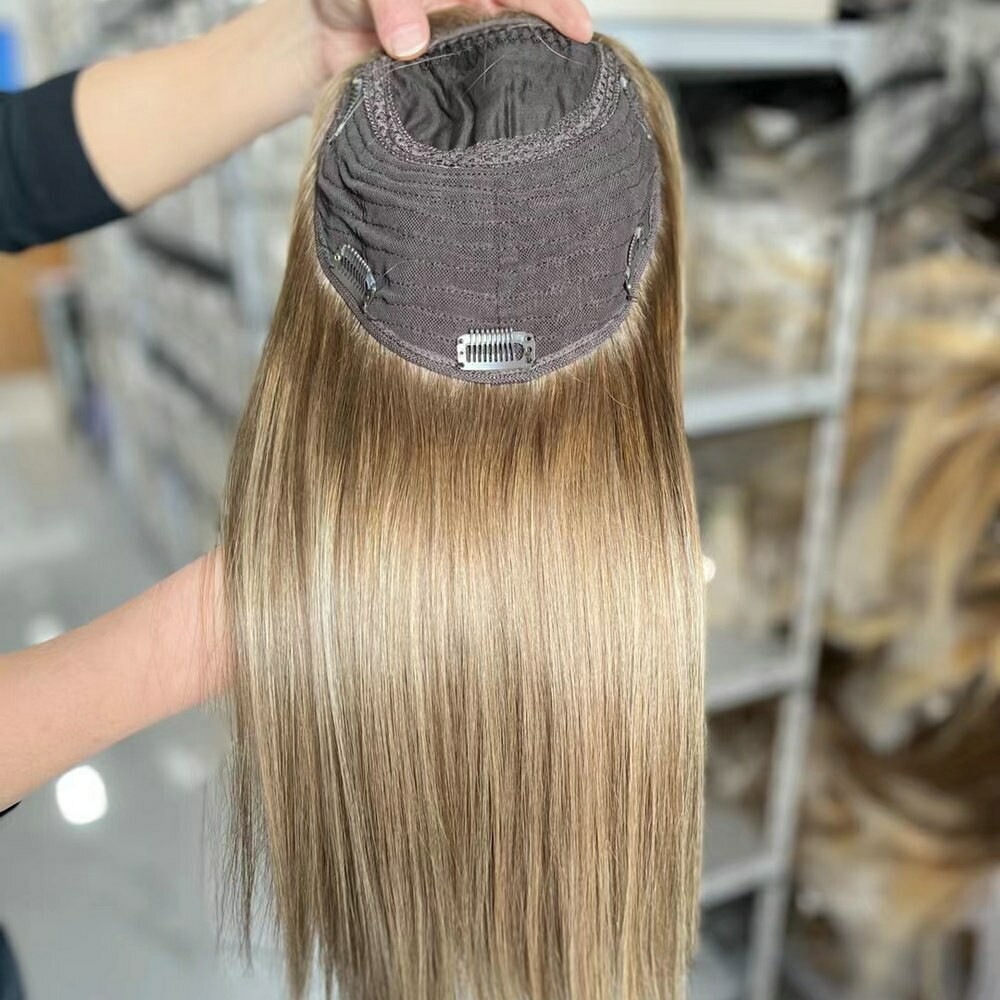 Jewish Hair Topper Human Natural Hairpiece 100% Natural Hair Clip Pad Real Hair