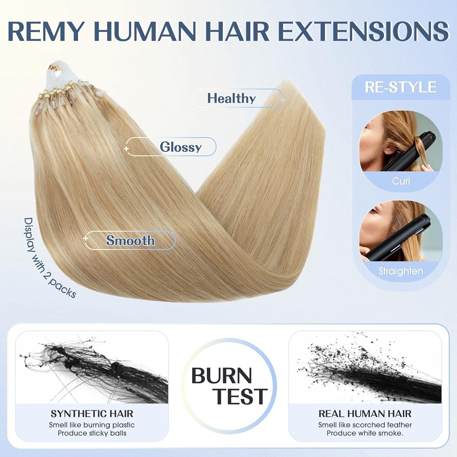 Hairro Microlink Hair Extension Highlighted Balayage Micro Bead Ring Loop Blonde