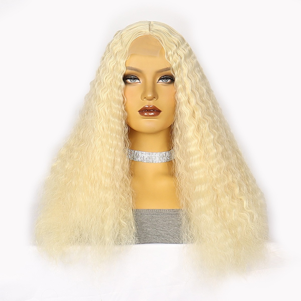 Deep Wave Middle Part Long Curly Small Lace Front Wig Synthetic Full Head Wig