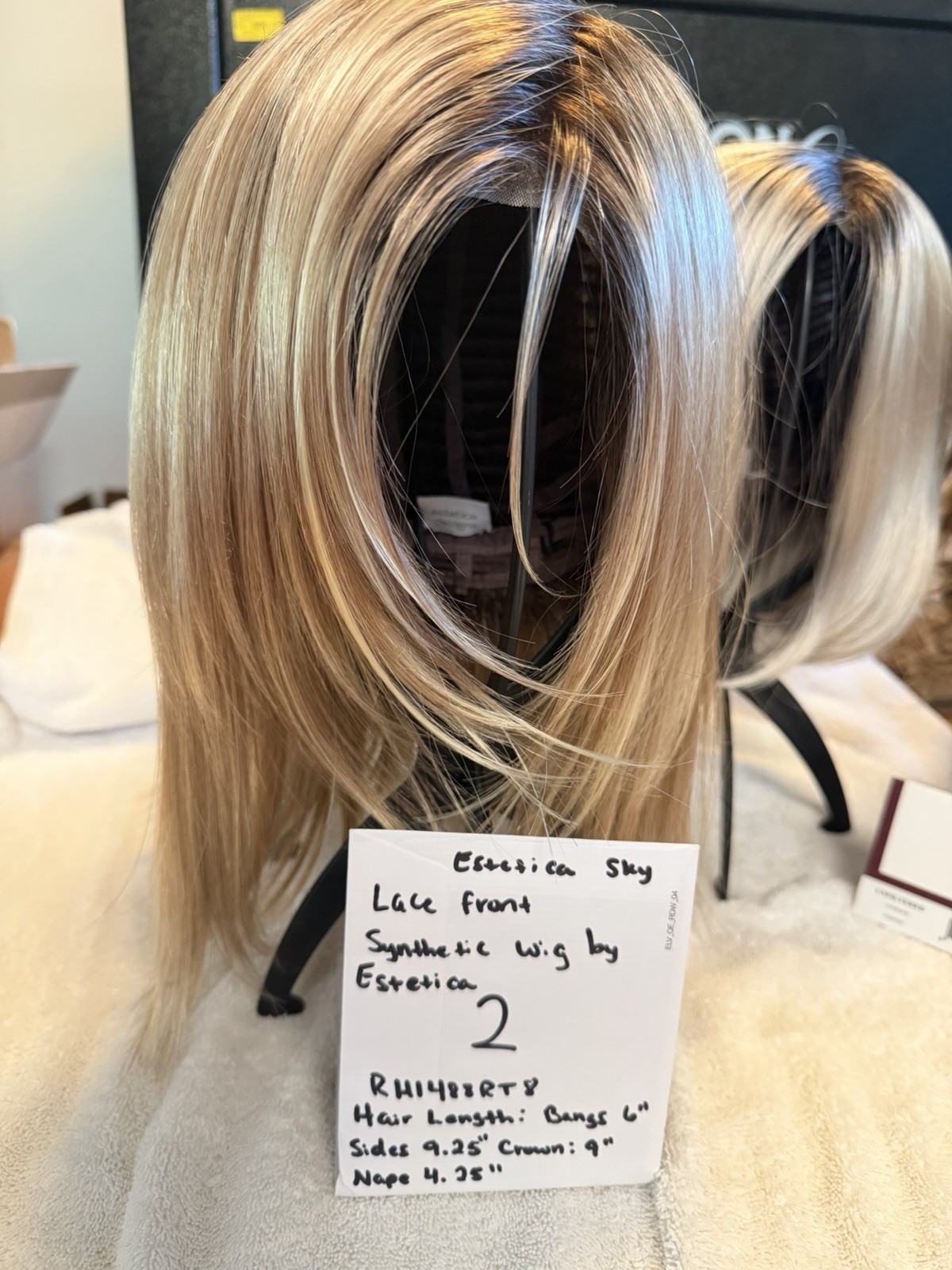 4 Synthetic Wigs, Stands, Wig Care System