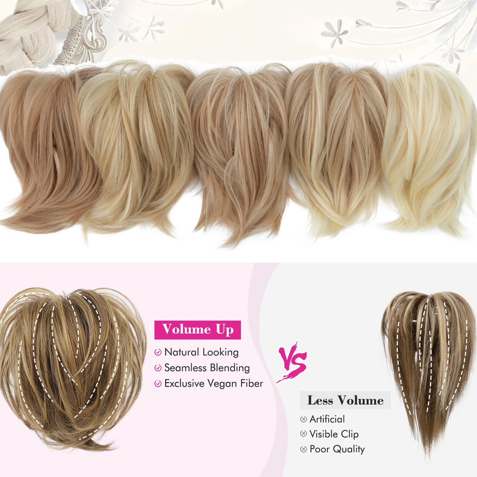 Natural Messy Bun Hairpiece Ponytail Scrunchie Updo Claw Clip in Hair Extensions