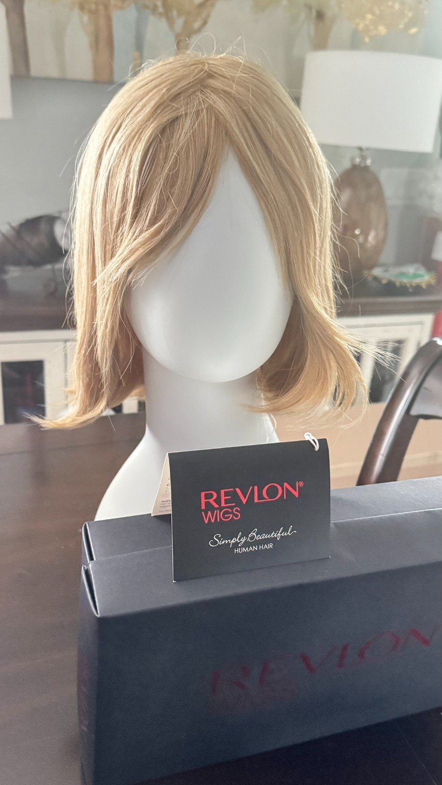 Paloma wig Revlon $Golden Wheat Human Hair Monotop bang bob straight