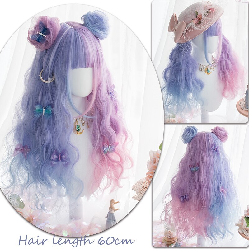 Synthetic Women’s Halloween Wig Cute Wig Black Purple Blonde Red Pink Blue