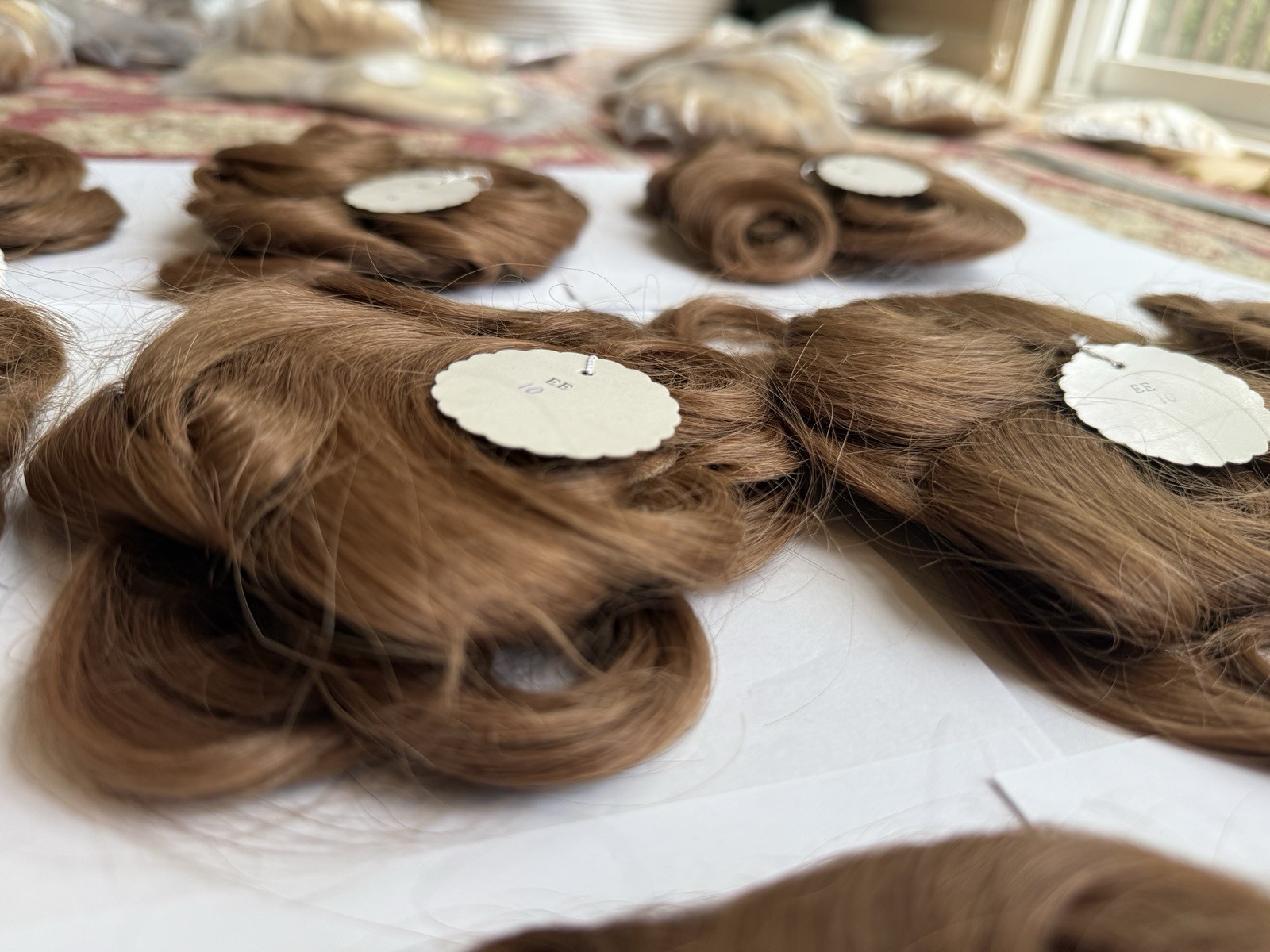 100% Human Hair Wiglet Light Brown 10 Messy Curly Swirls Clip Back Extension New