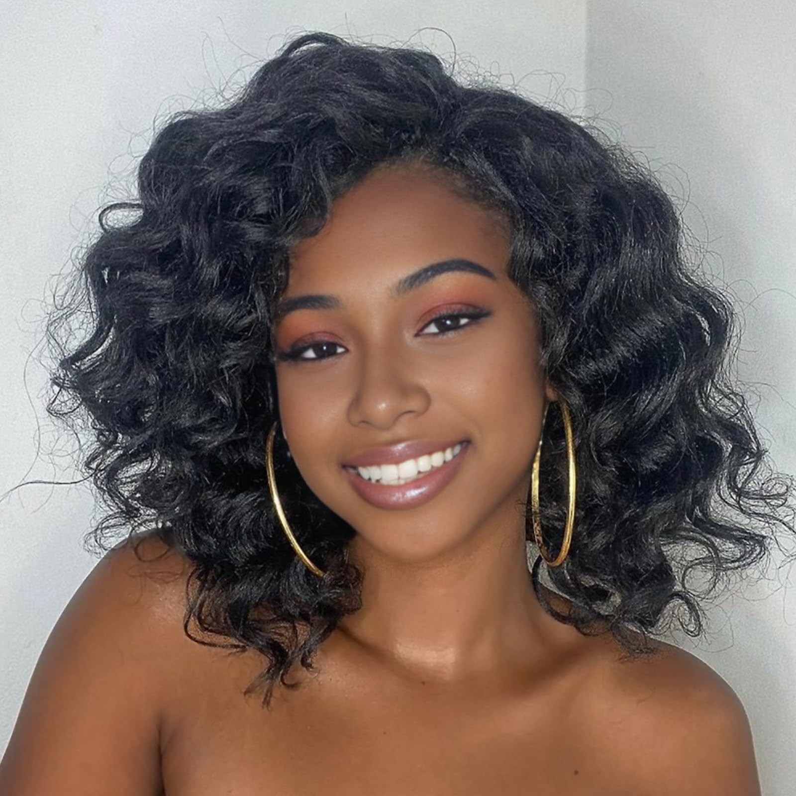 10 Inch Pre Looped Ocean Wave Crochet Hair 8 Packs Black Short Curly Crochet …