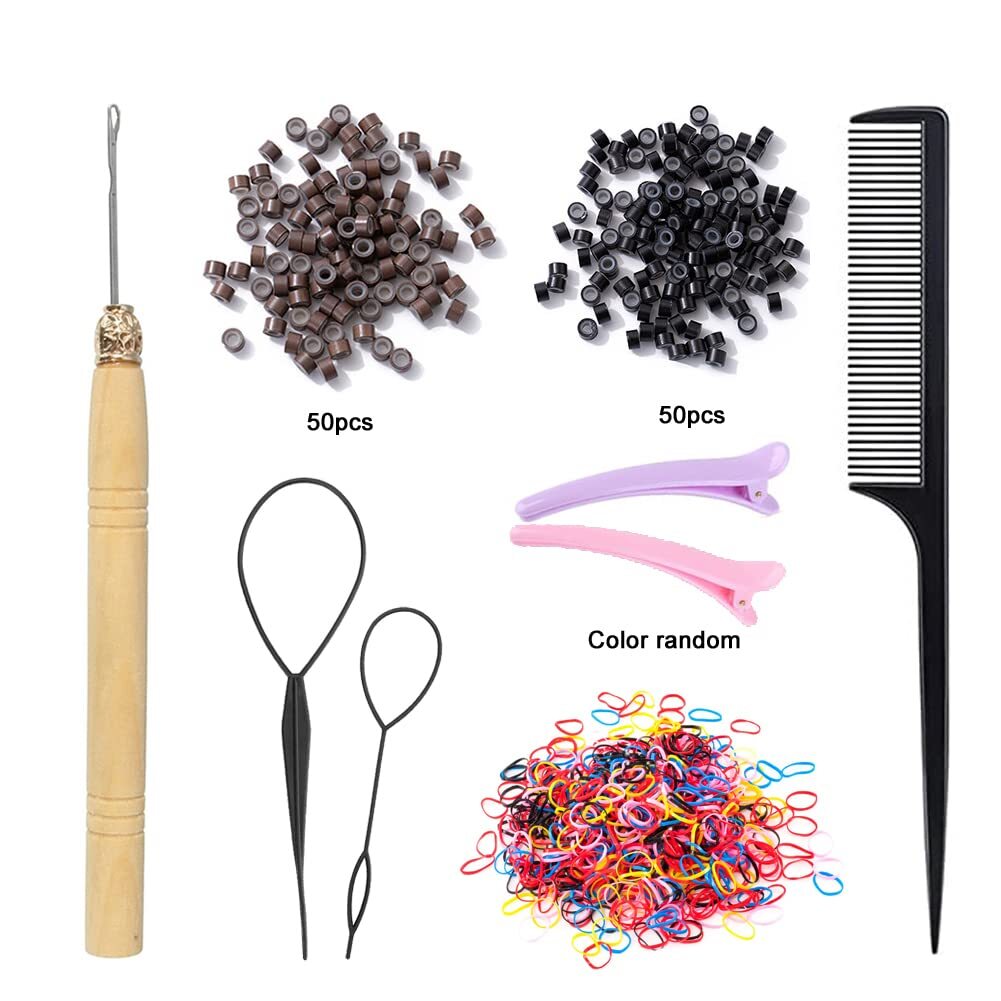 1100 Strands 47 Inch Rainbow Hair Tinsel Kit Sparkling Hair Extensions for Women