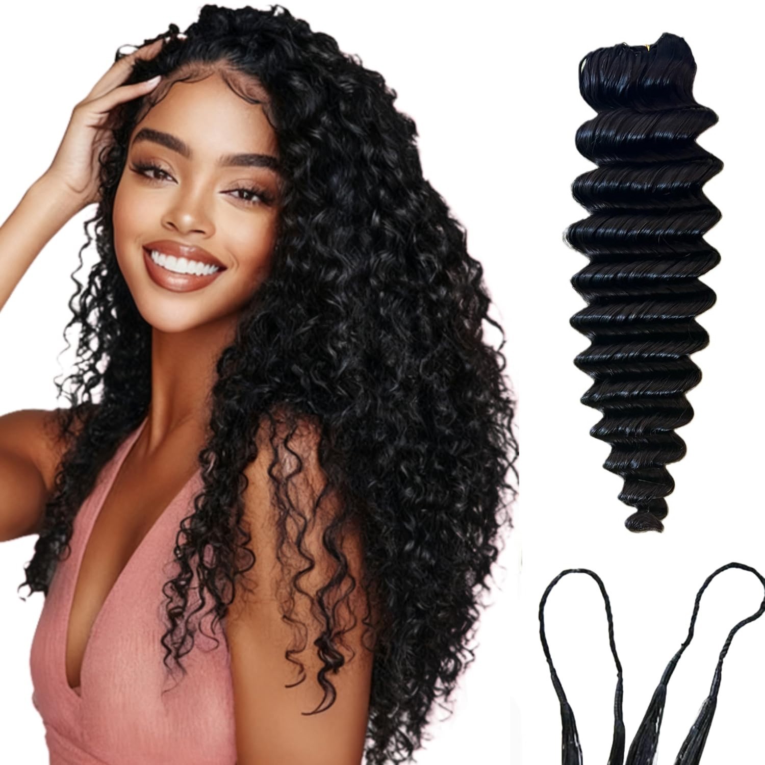 Human Crochet Hair Deep Wave hair extension Natural Color 50 grams Per Pack