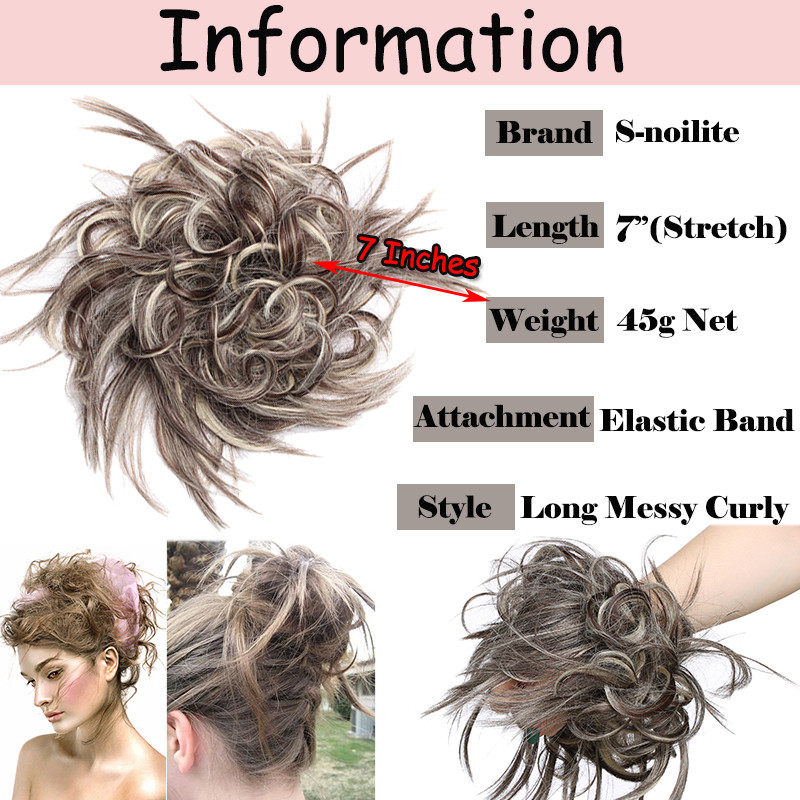 NEW ARRIVALS!! 7″ Long Messy Curly Bun Real As Human Hair Extensions Ombre Pc US