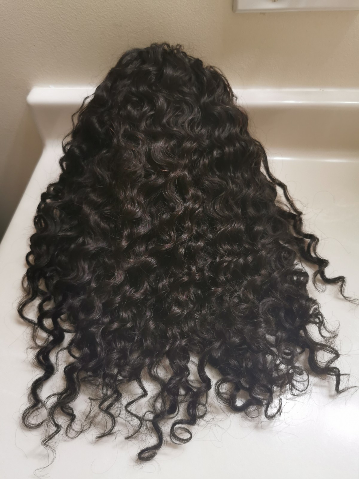Quality Natural Black Burmese Curly Human Hair Headband Wig 16″