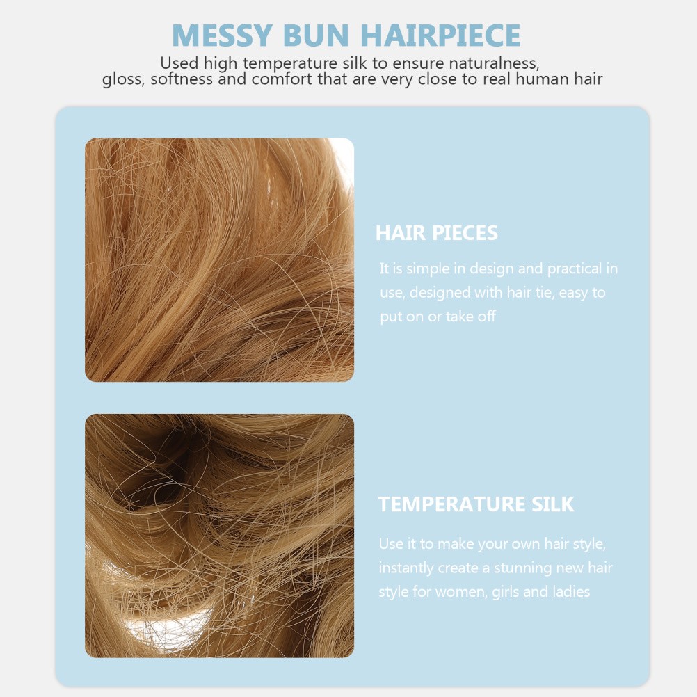 2Pcs Durable Hair Bun Hairpiece Curly Updo Hair Extensions with Elastic Band