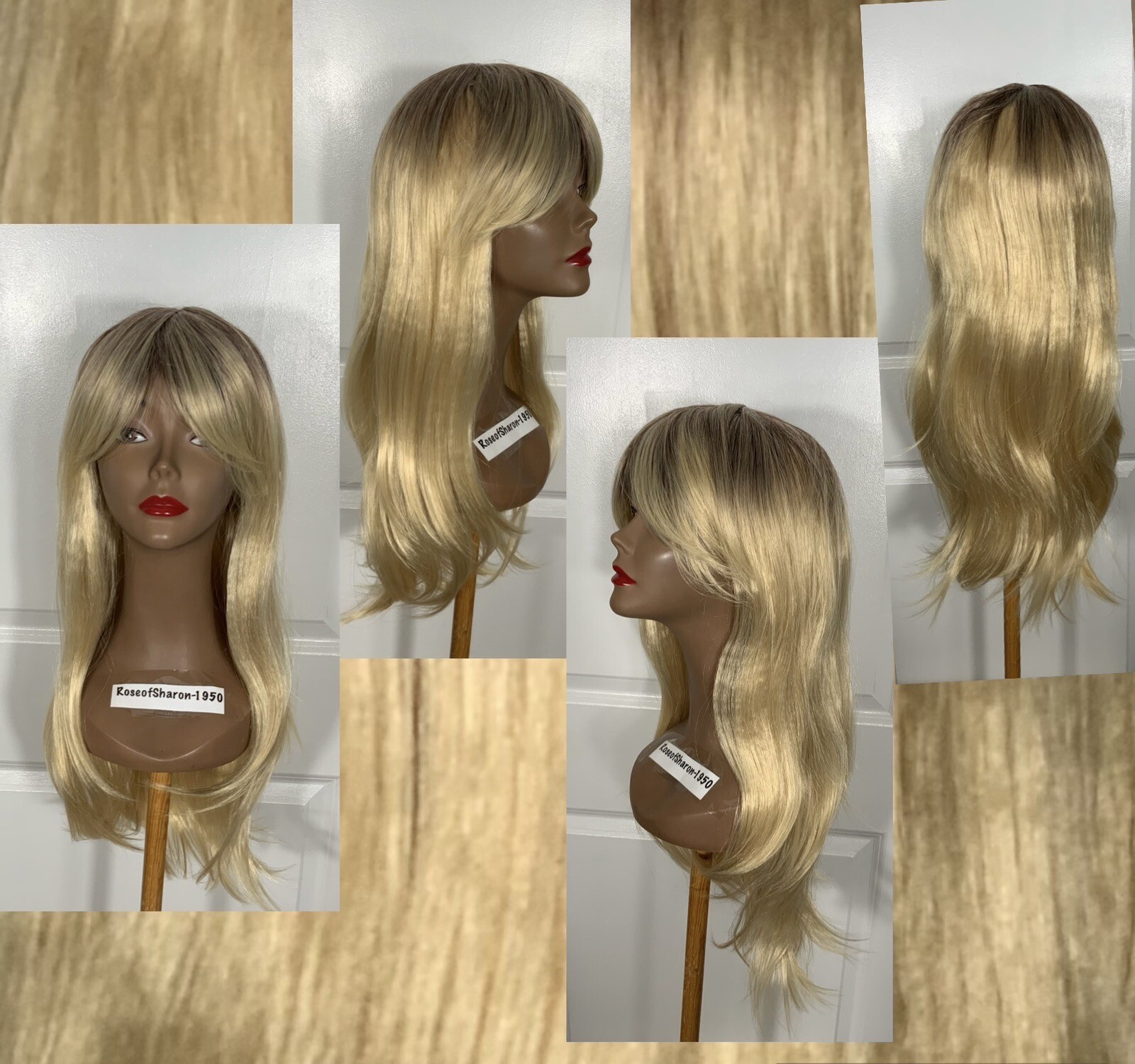 New Synthetic Wig Rooted Light Golden Blonde 26” Long Adjustable Net Cap 8-21