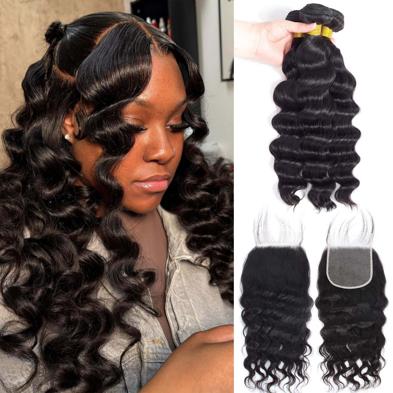 Kapelli Hair Loose Wave Bundles Human Hair 5X5 Closure 14 16 1812 12A 100 Real
