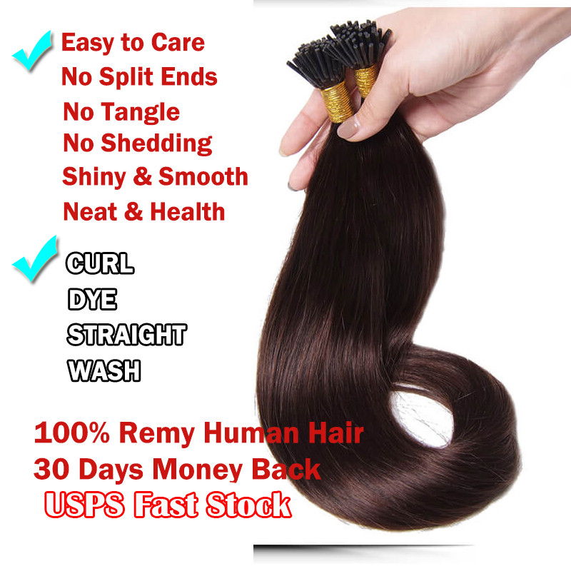 Micro I Tip Real Remy Human Hair Extensions Pre-Bonded Keratin 18″20″22″24″ USPS