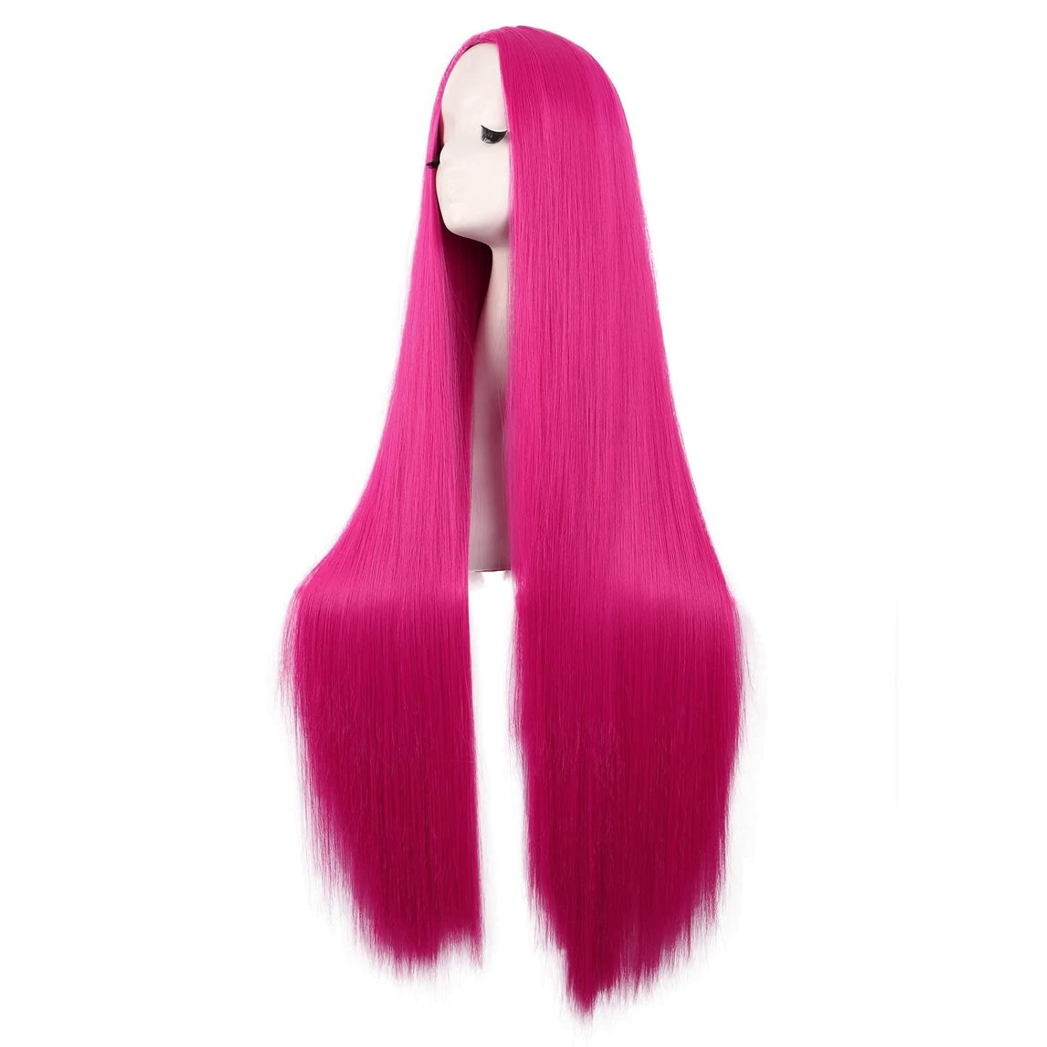 40 Inch High Temperature Fiber Straight Wig in Hot Pink for Chic Cosplay Looks
