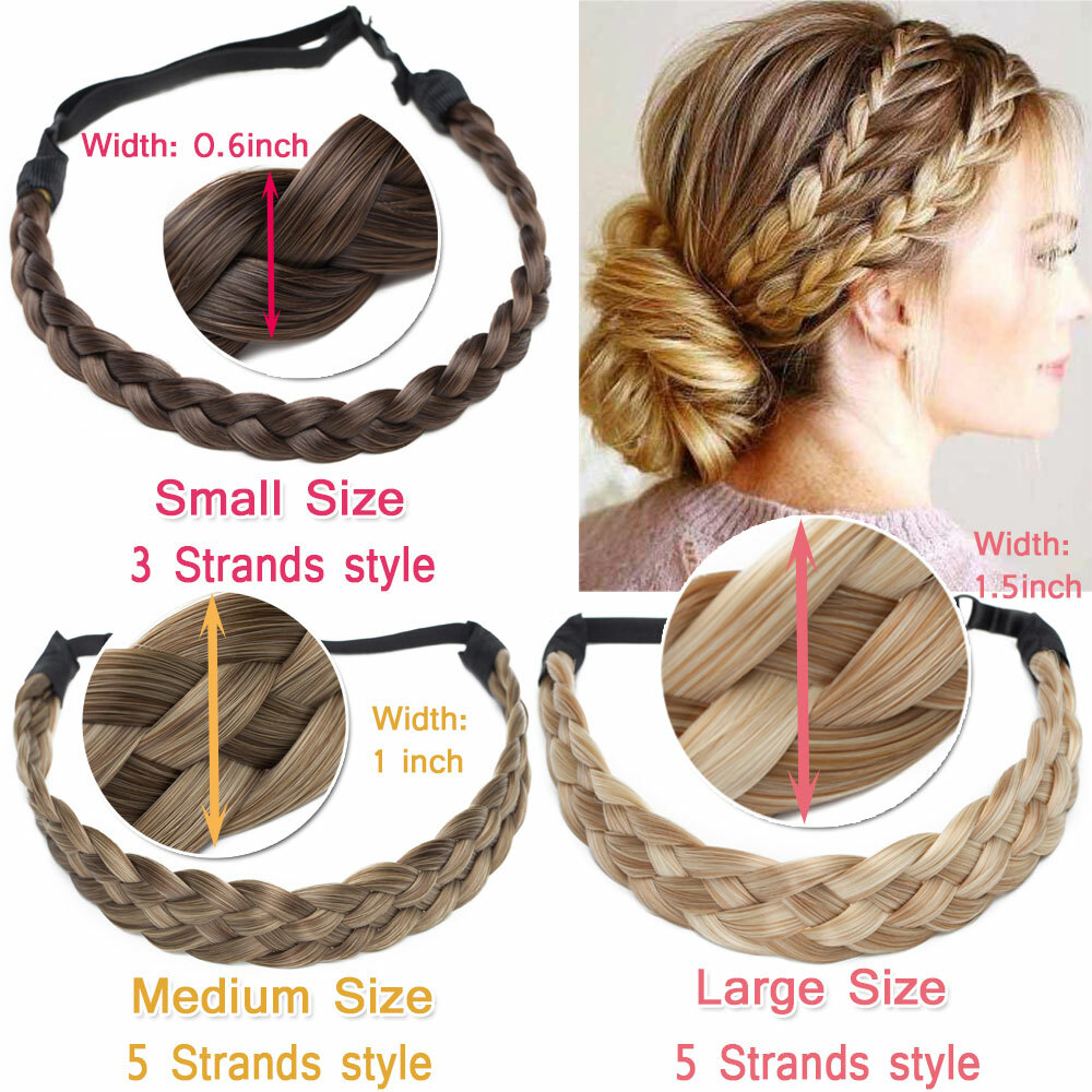 Natural Braided Hair Band Plaited Headband Fake Hair Extensions 1Pcs as Human US