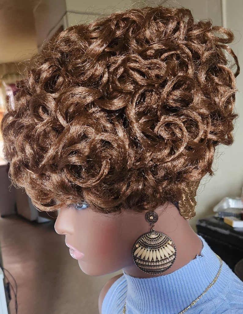 Fully Hand Braided box curly Mohawk braids cornrow wig Brown/Dark brown