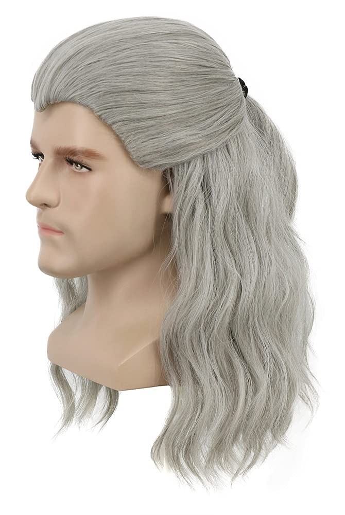 Adult Long Curly Gray Cosplay Wig Silver Wave Witch Hair Party Wig Heat Resis…