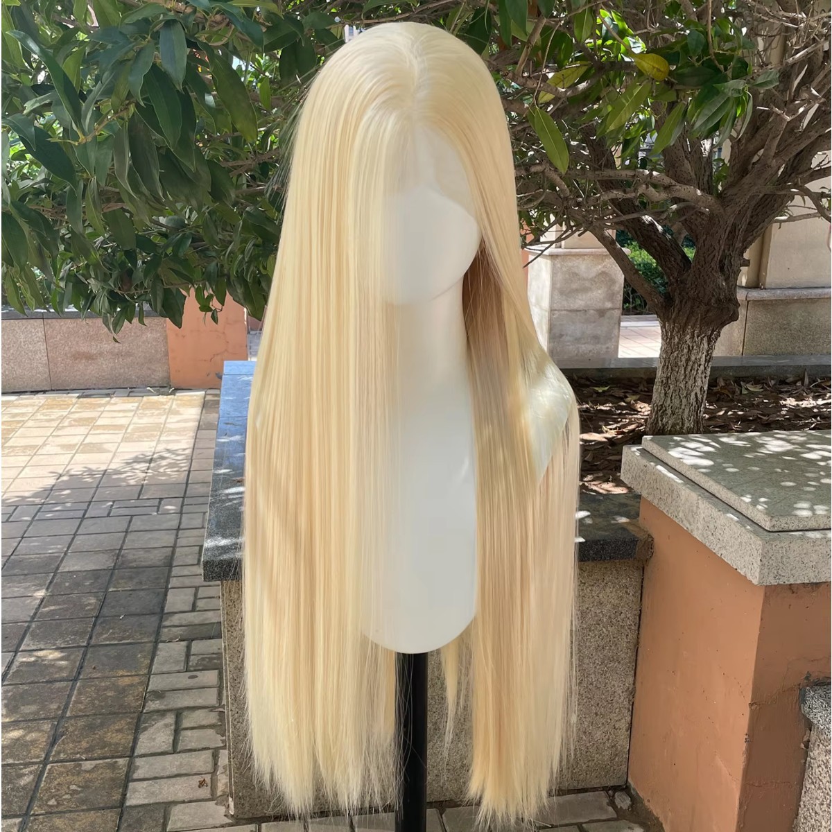 Natural Layered Frontal Lace Wigs Long Straight Blonde Heat Resistant Hair