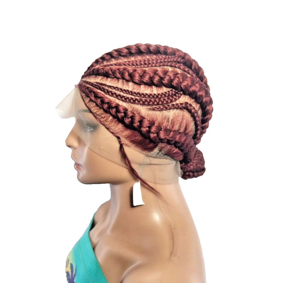 Bun Braided Wig. Natural Brush Cornrow Braids. Full Lace with Baby Hair.