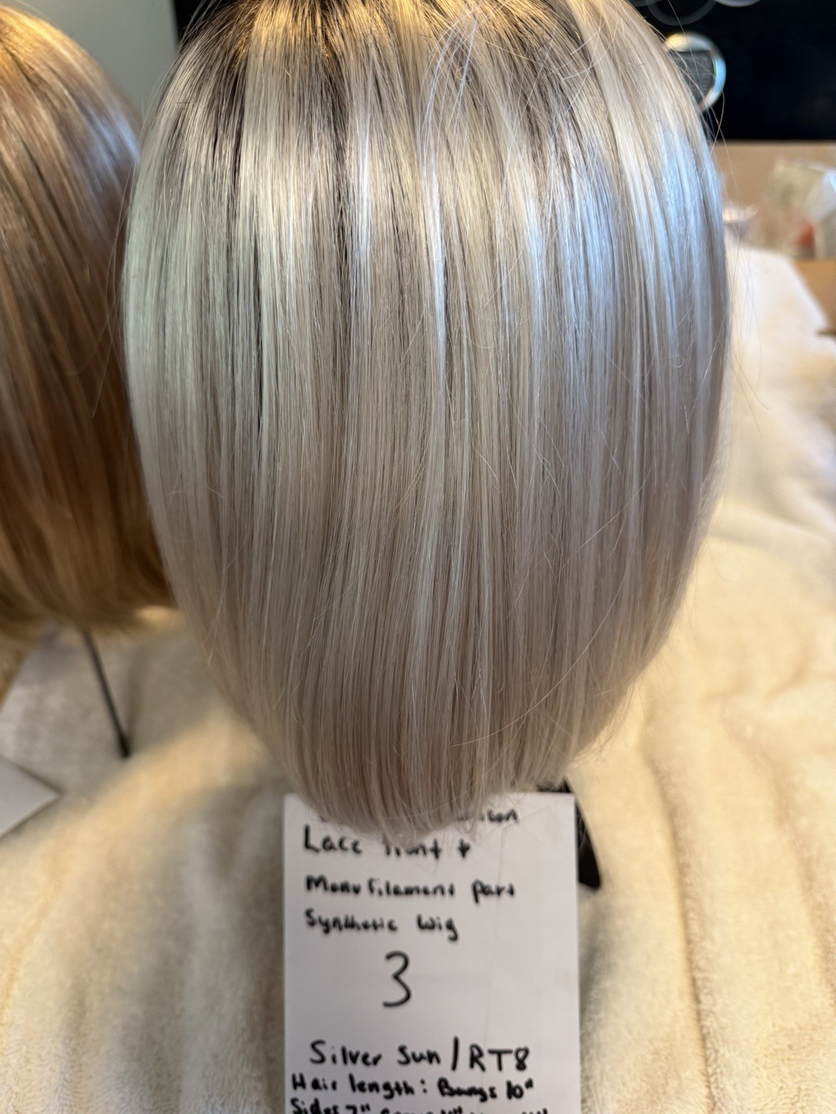 4 Synthetic Wigs, Stands, Wig Care System