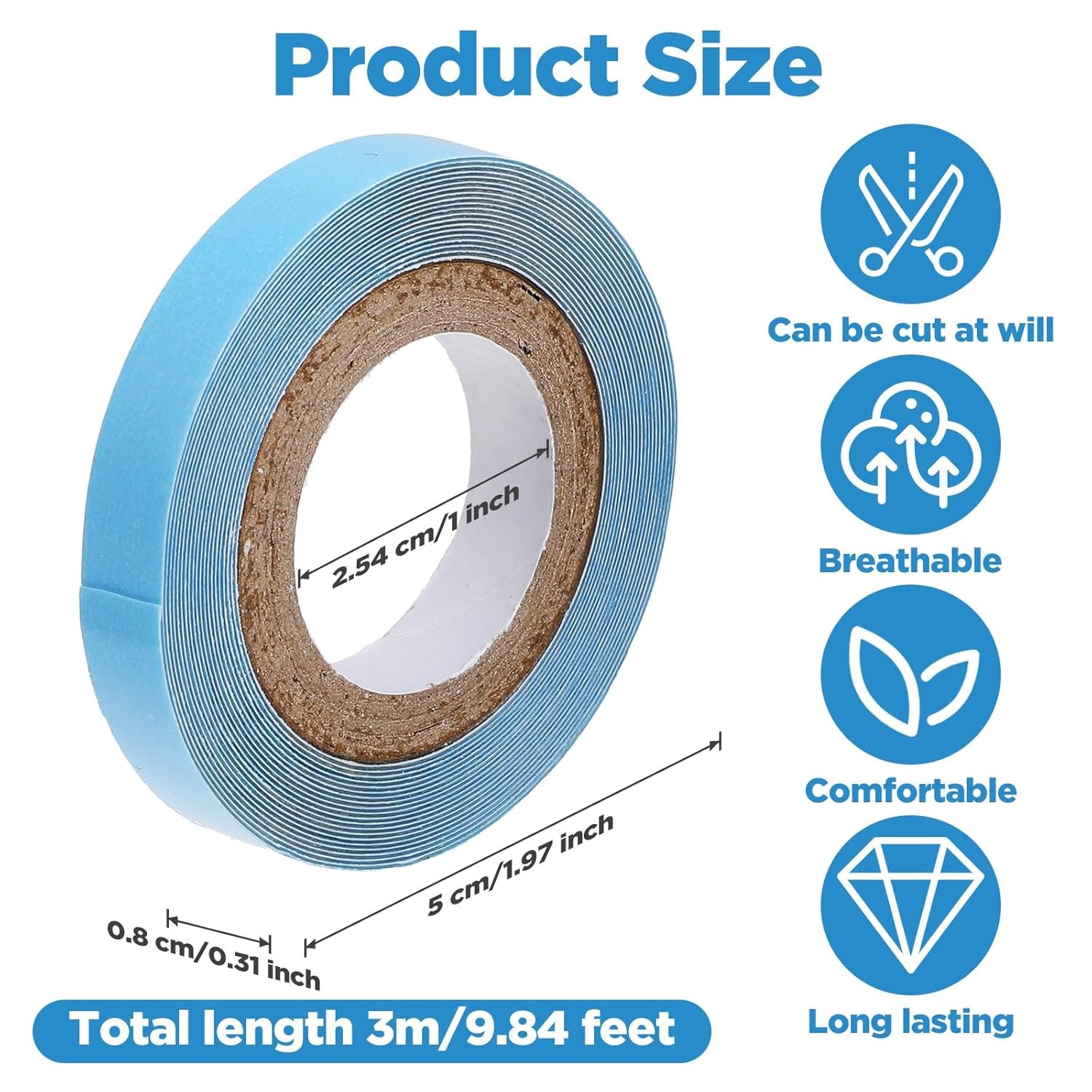4 Rolls Lace Wig Tape, Double Sided Hair Tape for Wigs, Waterproof Lace Front Ta