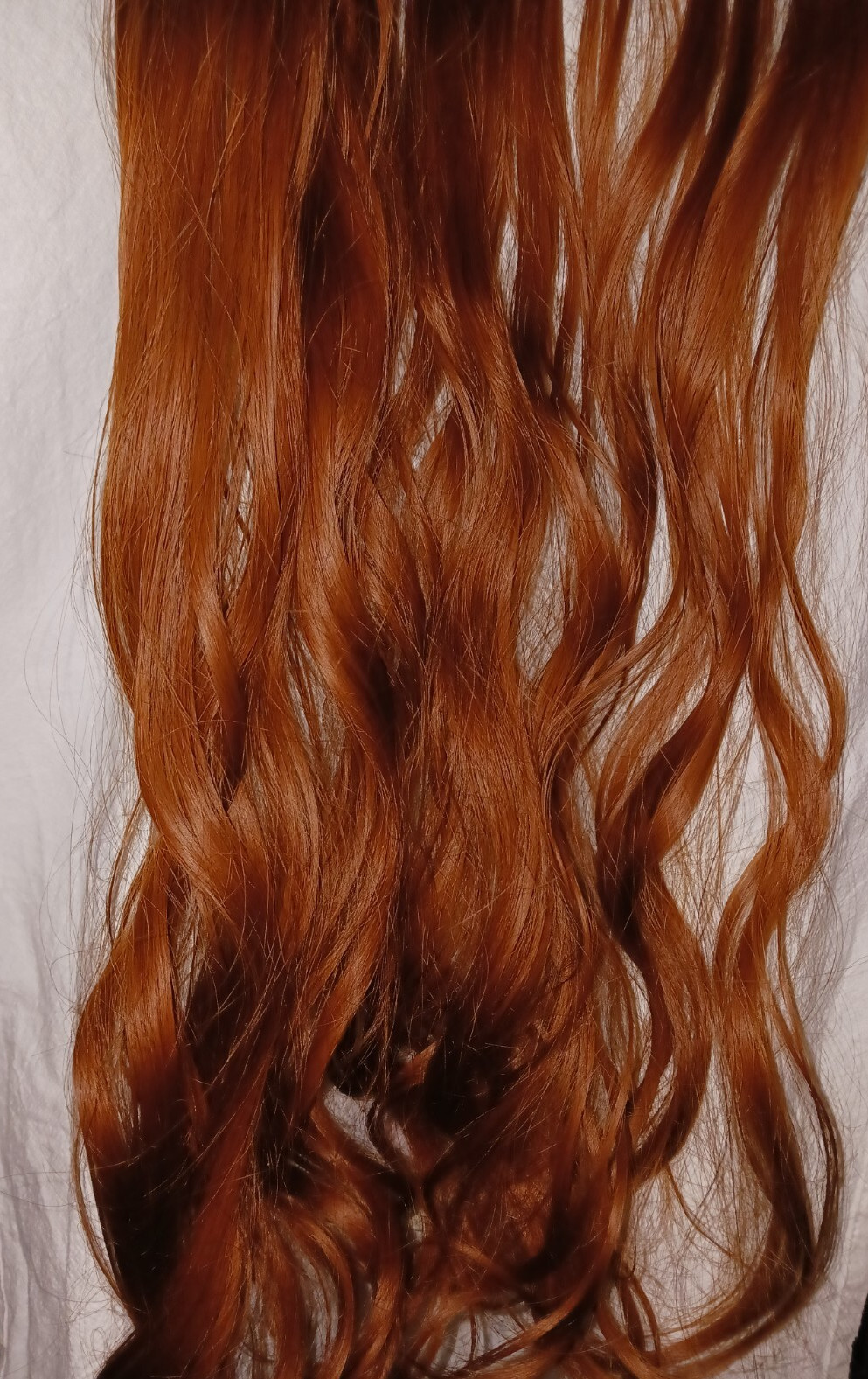 MESSY WAVY HAIR INVISIBLE ELASTIC BAND LIGHT AUBURN RED HAIR EXTENSION NEW 22″