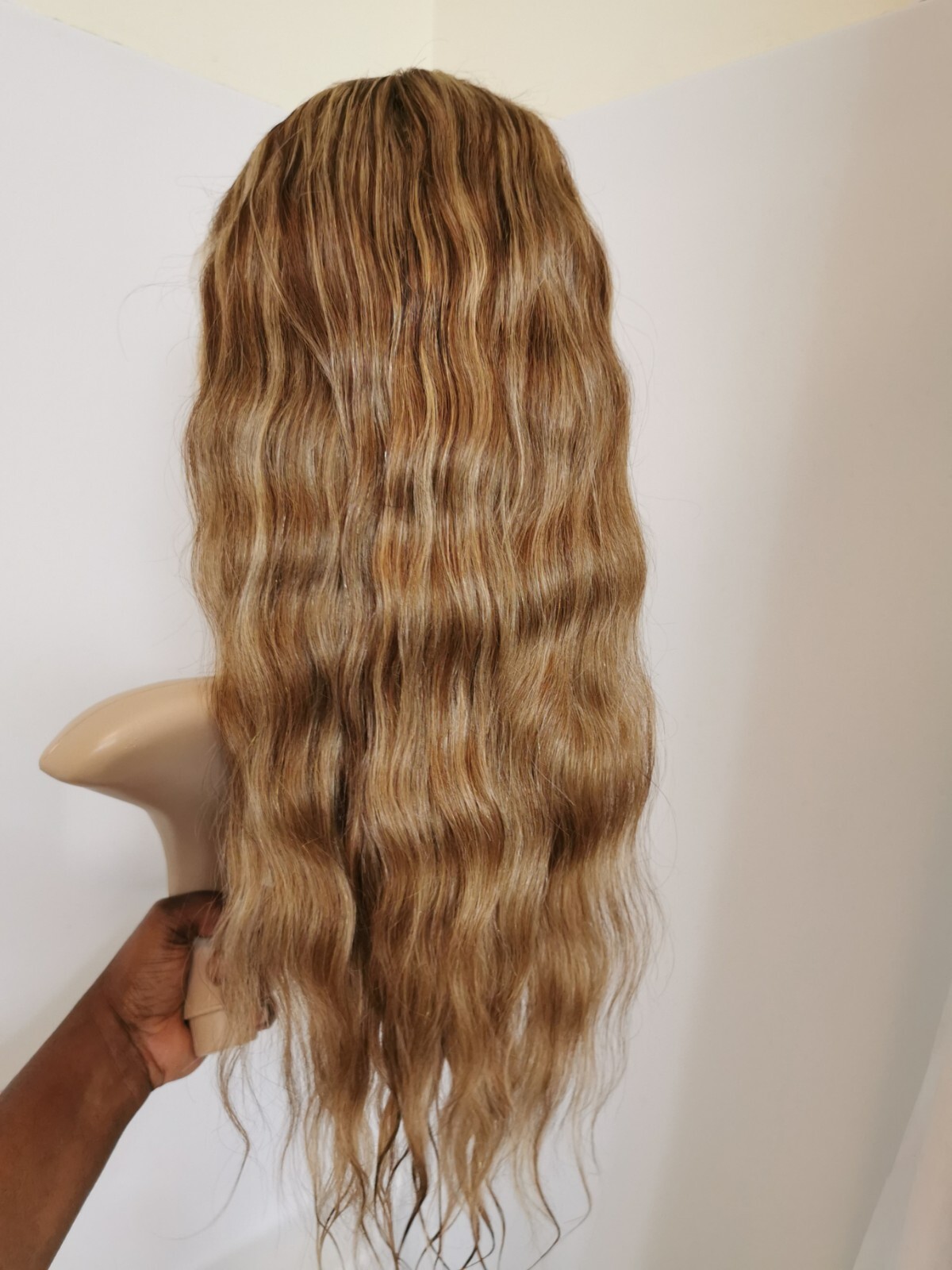 24” High Quality Hightlight Blonde Brown Human Hair 6X13 Front Lace Wig