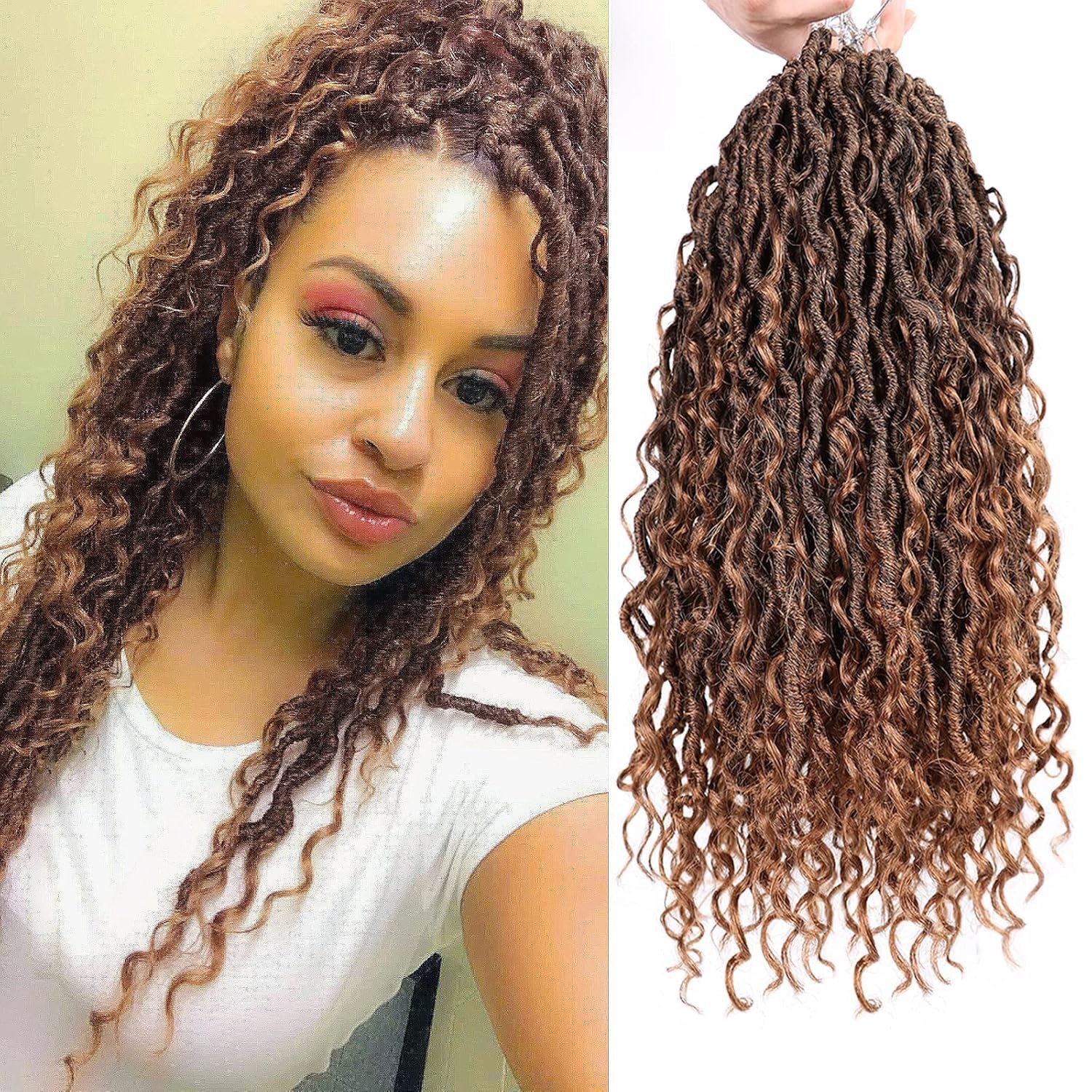 Goddess Locs Crochet Hair 14 Inch 7 Packs Curly Faux Crochet Hair Black Women