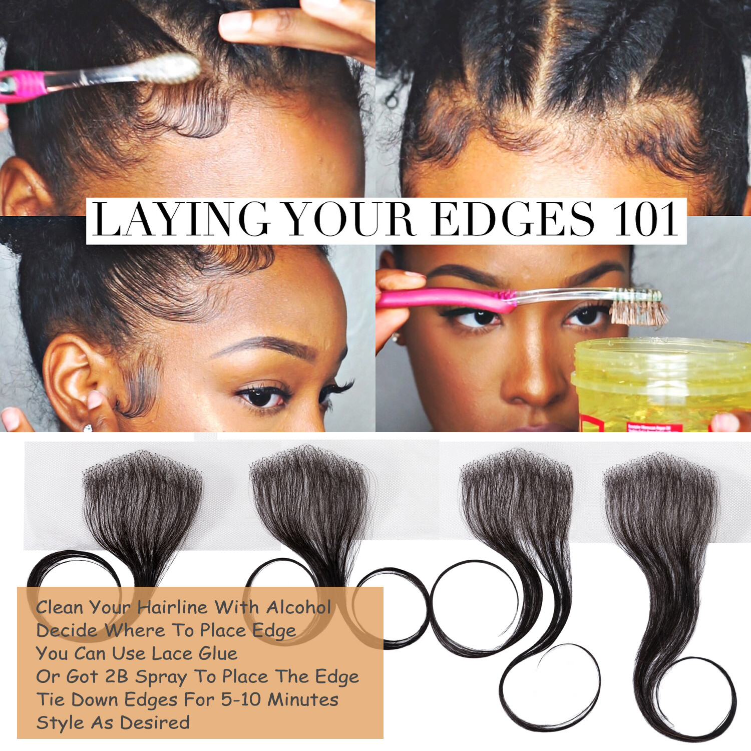 Edges Hair Lace Baby Hair Strips Invisible Hairline 100% Virgin Human Hair Edges