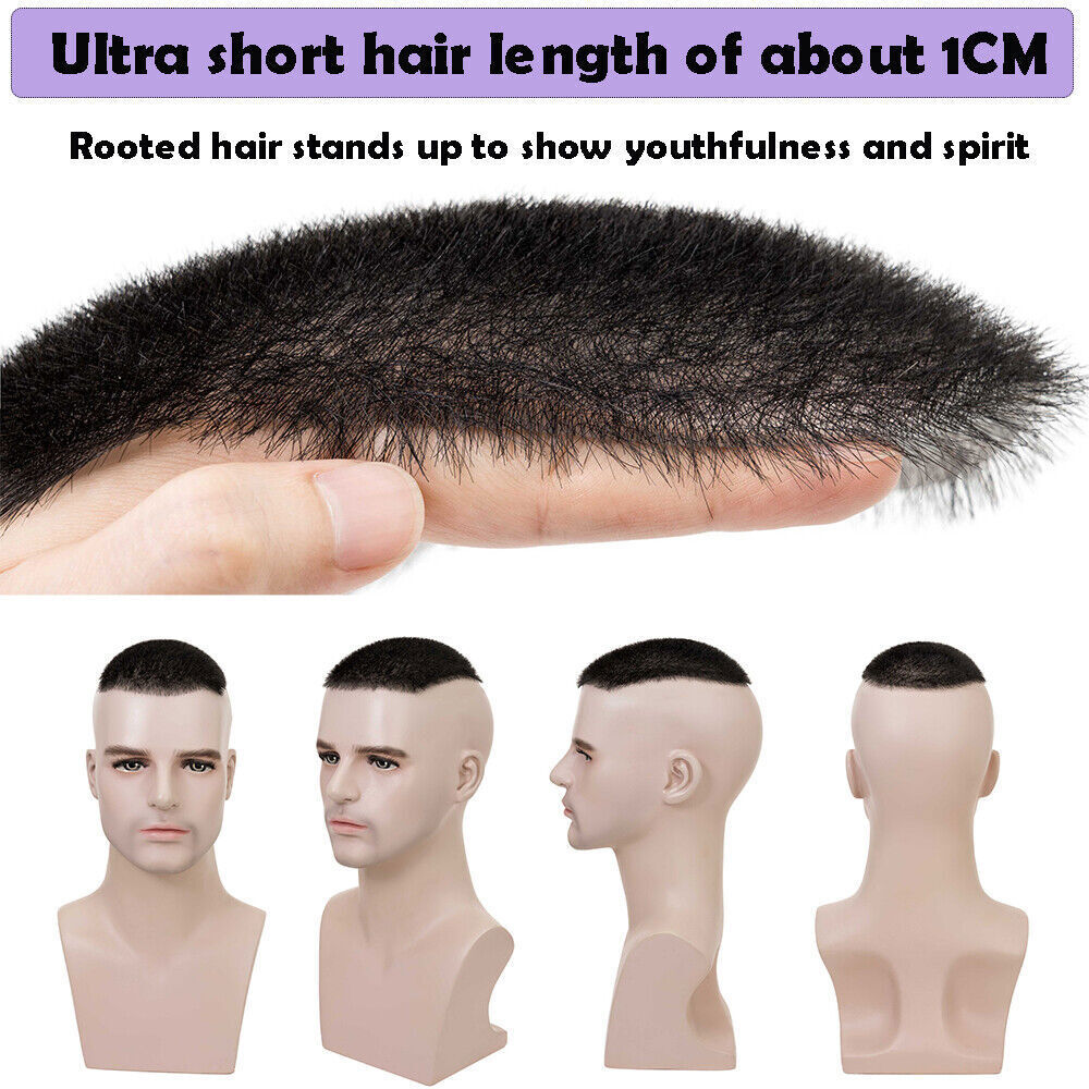 Men’s Short Hair Toupee Buzz Cut Replacement System Ultra Thin Skin PU Wig 13*18