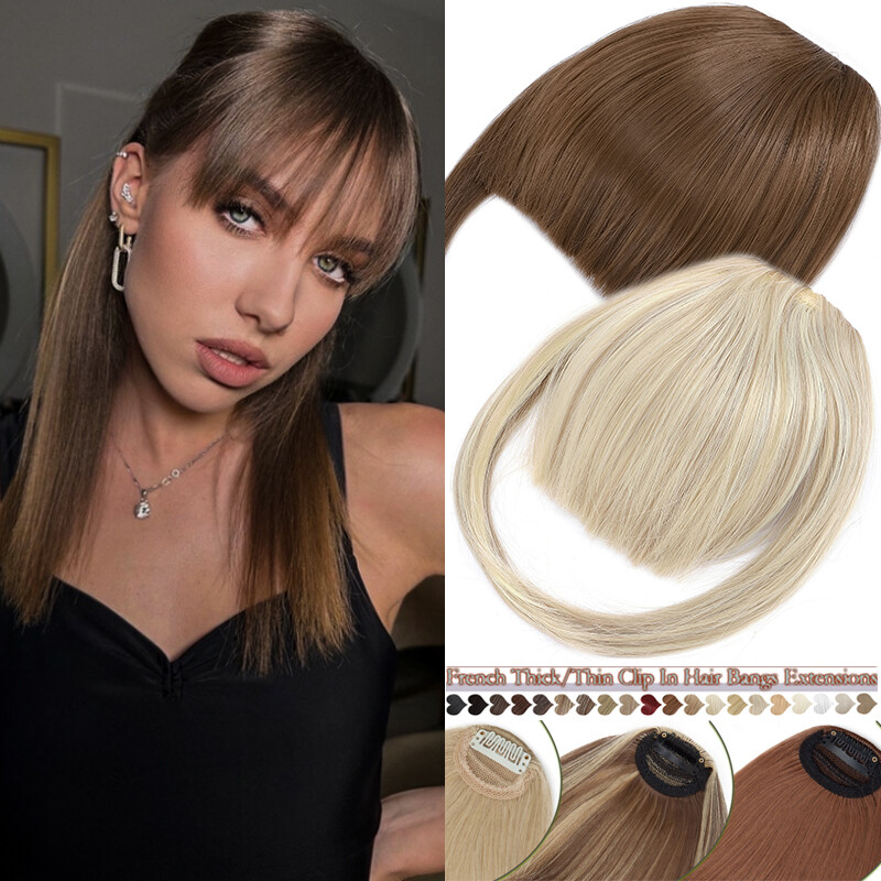 Thick/Thin Bangs Clip in on Fringe Hair Extensions Hairpiece as Human Straight
