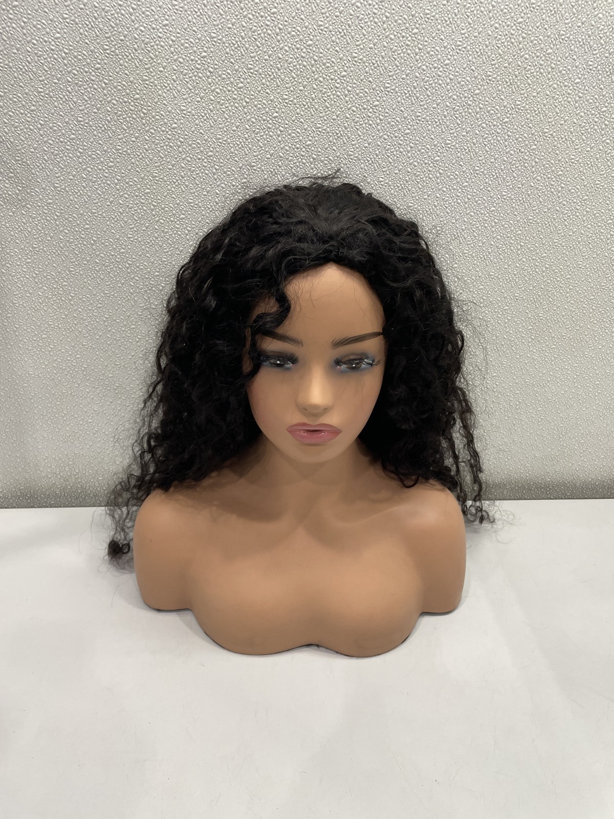 CurlyMe Natural Black Burmese Curly Human Hair Glueless Half Wig, 26″
