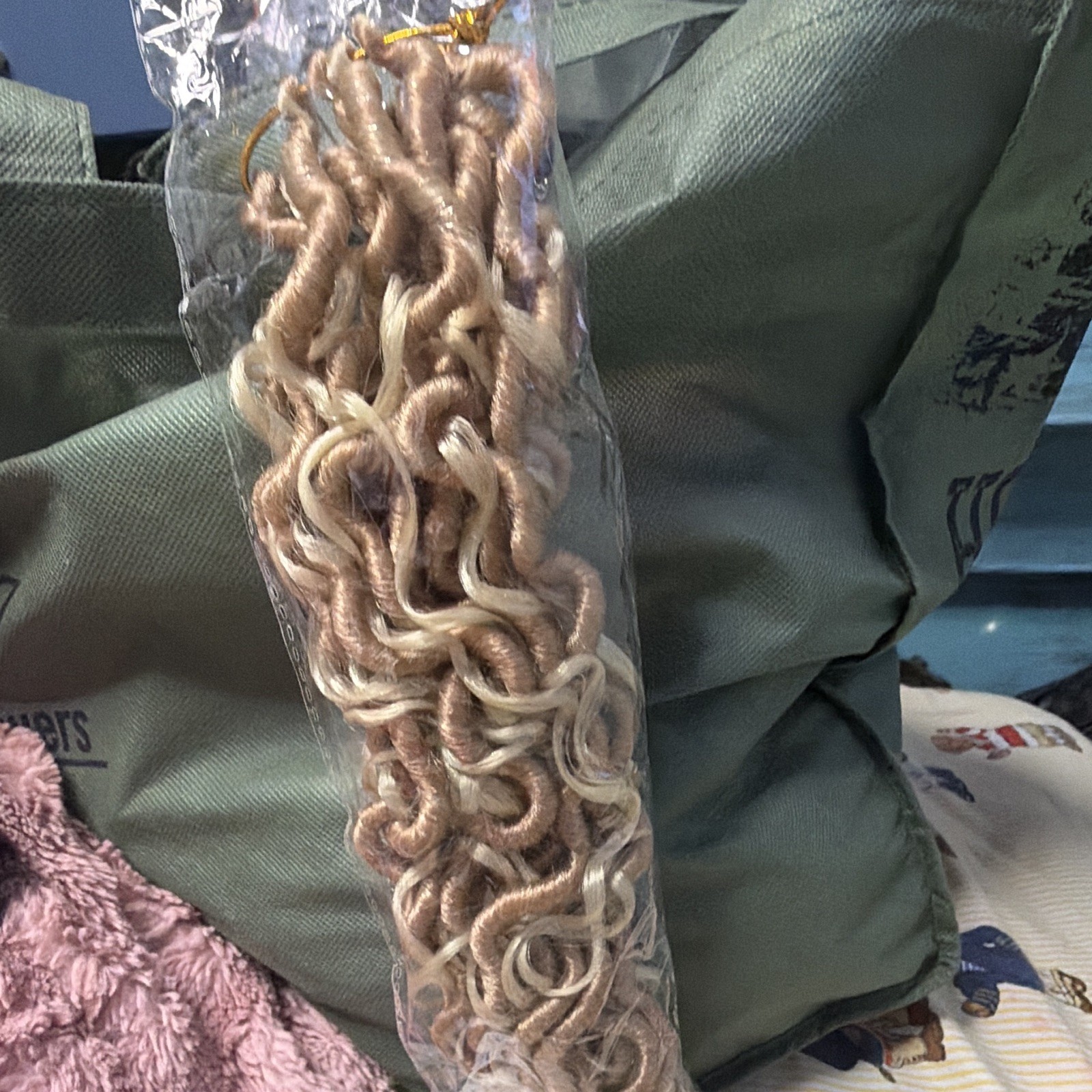 Curly Synthetic Dreadlocks Hair Extension Braided Loop, Blond, 31-40 in
