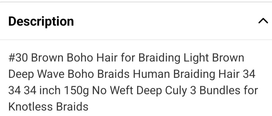 34 Inch Light Brown Deep Wave Human Hair Extension Boho Braids 150g 3 Bundles