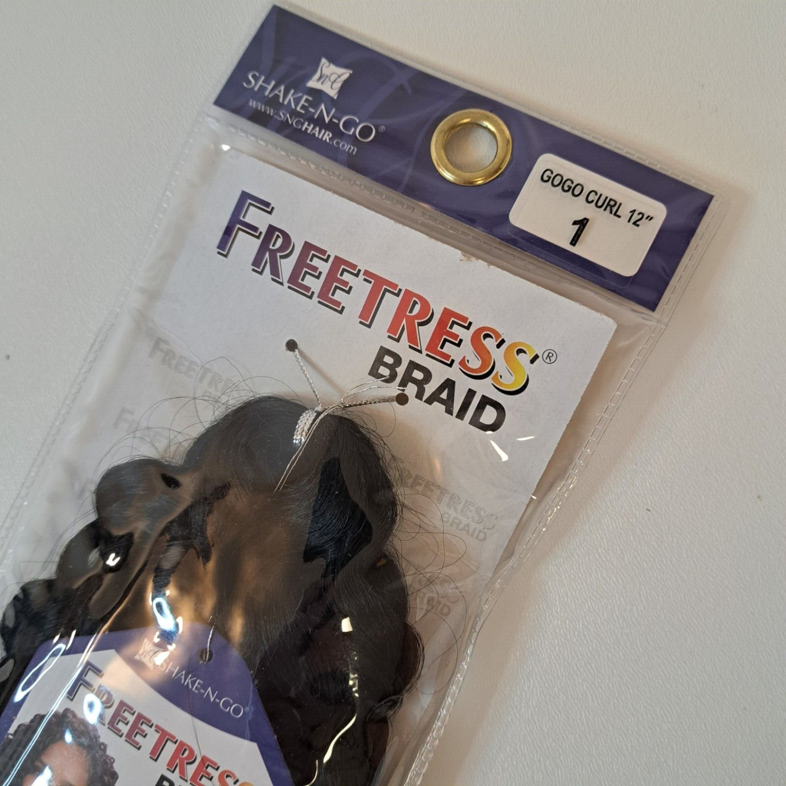 Freetress Synthetic Braiding Hair GOGO CURL 12″ Color 1 Jet Black