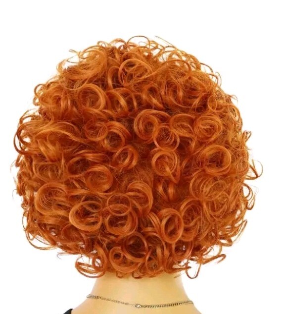 Orange Curly Wig Women Short Afro Wig 70s Orange Wig for Unisex Adult Heat Re…