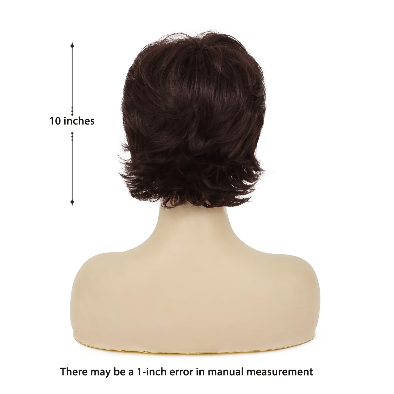 Sallcks Short Layered Wig For Women Brown Natural Fluffy Synthetic Hair