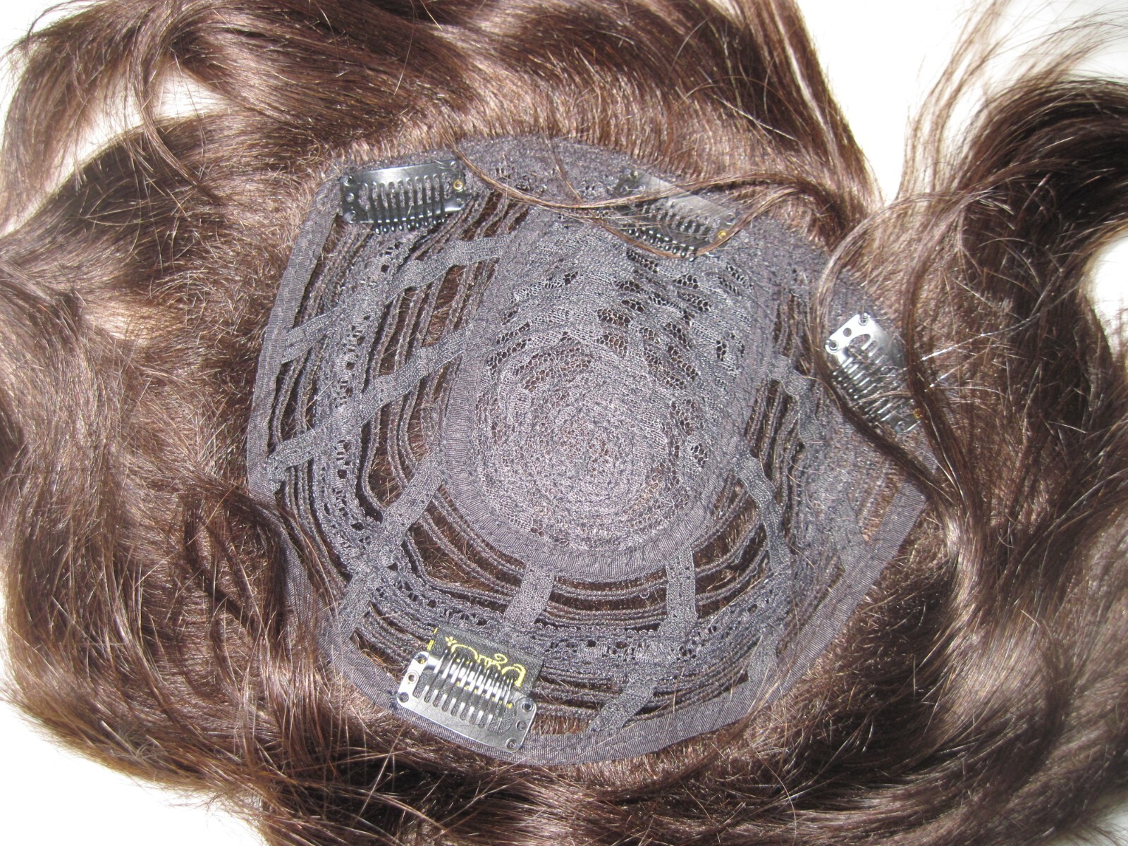 Unisex Hairpiece Dark Brown Human Hair Topper Women Thinning Hair & Male Toupee