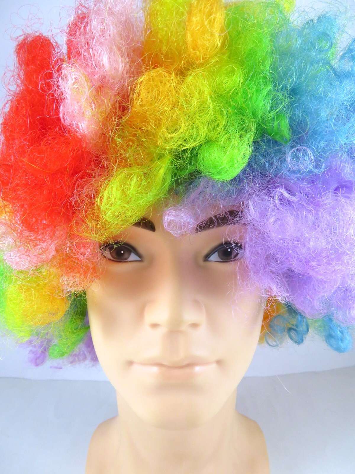 West Bay Vintage Professional Clown Wig Multi-Colors Kanekalon And Red Bowtie