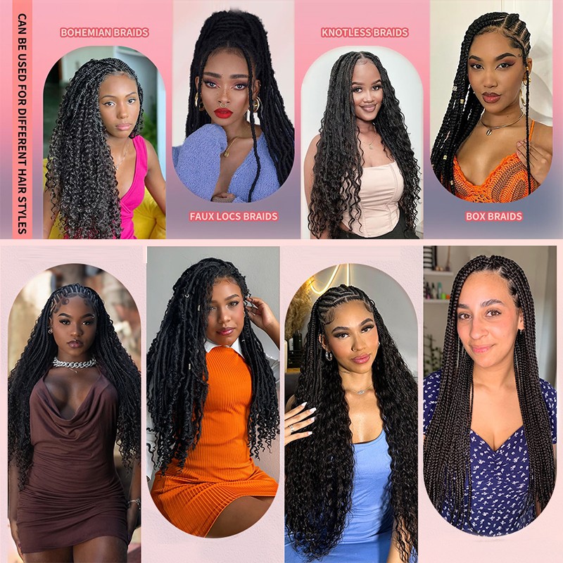 Human Braiding Hair for Boho Braids 200G 2*Bulks Deep Water Wave Bulk No Weft US