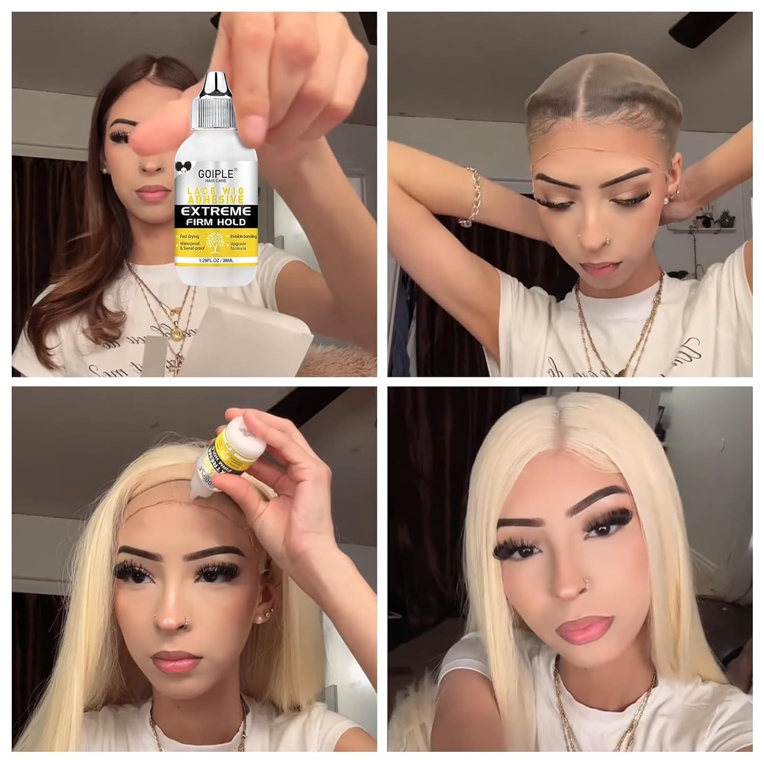 Strong Hold Wig Glue for Lace Front Wigs Waterproof Invisible Bonding 1.28 fl oz