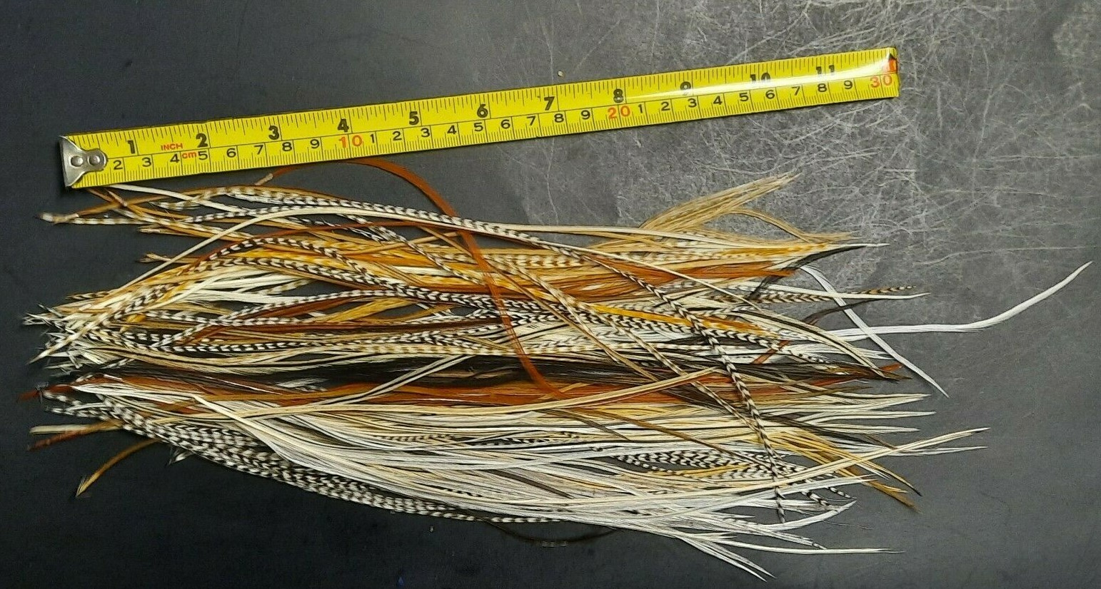 100 6 – 9+” Whiting Grizzly MIX ROOSTER SADDLE FEATHERS FOR HAIR EXTENSIONS