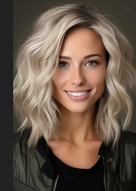100% Human Hair New Fashion Elegant Women’s Medium Light Blond Wavy Wigs 14 Inch